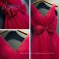 A-Line Backless Sexy Tulle Tiered Bow Pleat Robe de bal rouge